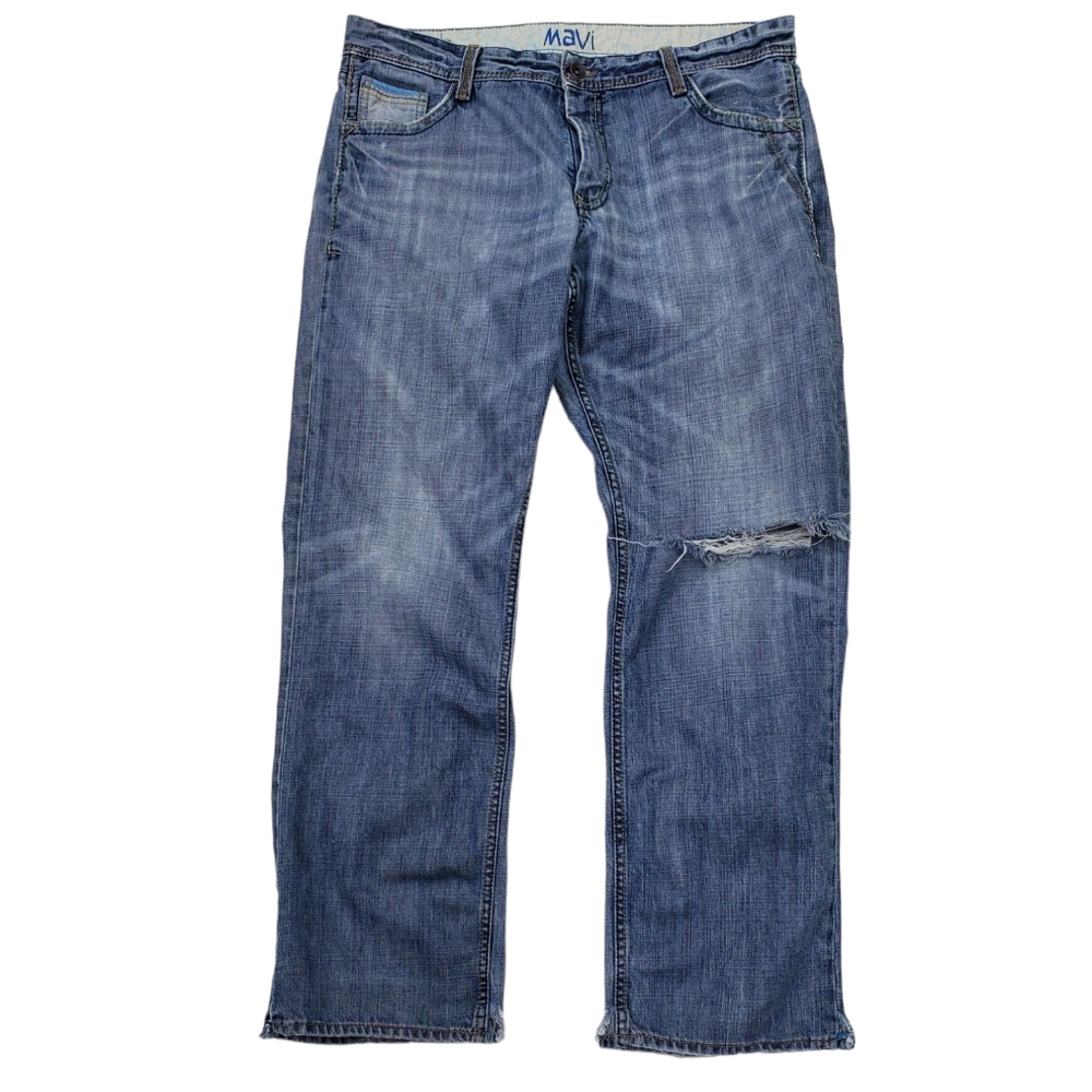 Mavi jeans men's size 36 x 32L distressed embroidered ripped